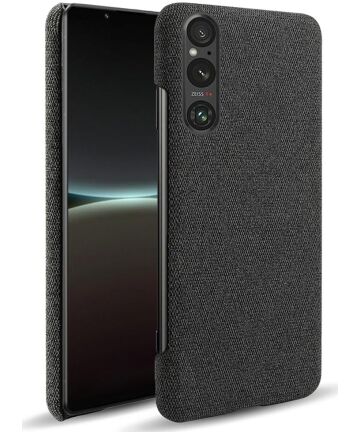 Sony Xperia 1 V Hoesje met Stoffen Afwerking Back Cover Zwart Hoesjes