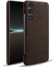 Sony Xperia 1 V Hoesje met Stoffen Afwerking Back Cover Bruin