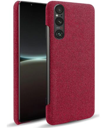 Sony Xperia 1 V Hoesje met Stoffen Afwerking Back Cover Rood Hoesjes
