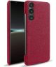 Sony Xperia 1 V Hoesje met Stoffen Afwerking Back Cover Rood