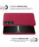 Sony Xperia 1 V Hoesje met Stoffen Afwerking Back Cover Rood