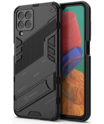 Samsung Galaxy M33 Hoesje Shockproof Kickstand Back Cover Zwart