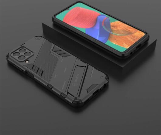 Samsung Galaxy M33 Hoesje Shockproof Kickstand Back Cover Zwart afbeelding 3