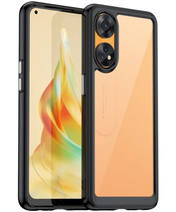 Oppo Reno8 T Hoesje Acryl Back Cover Zwart Hoesjes