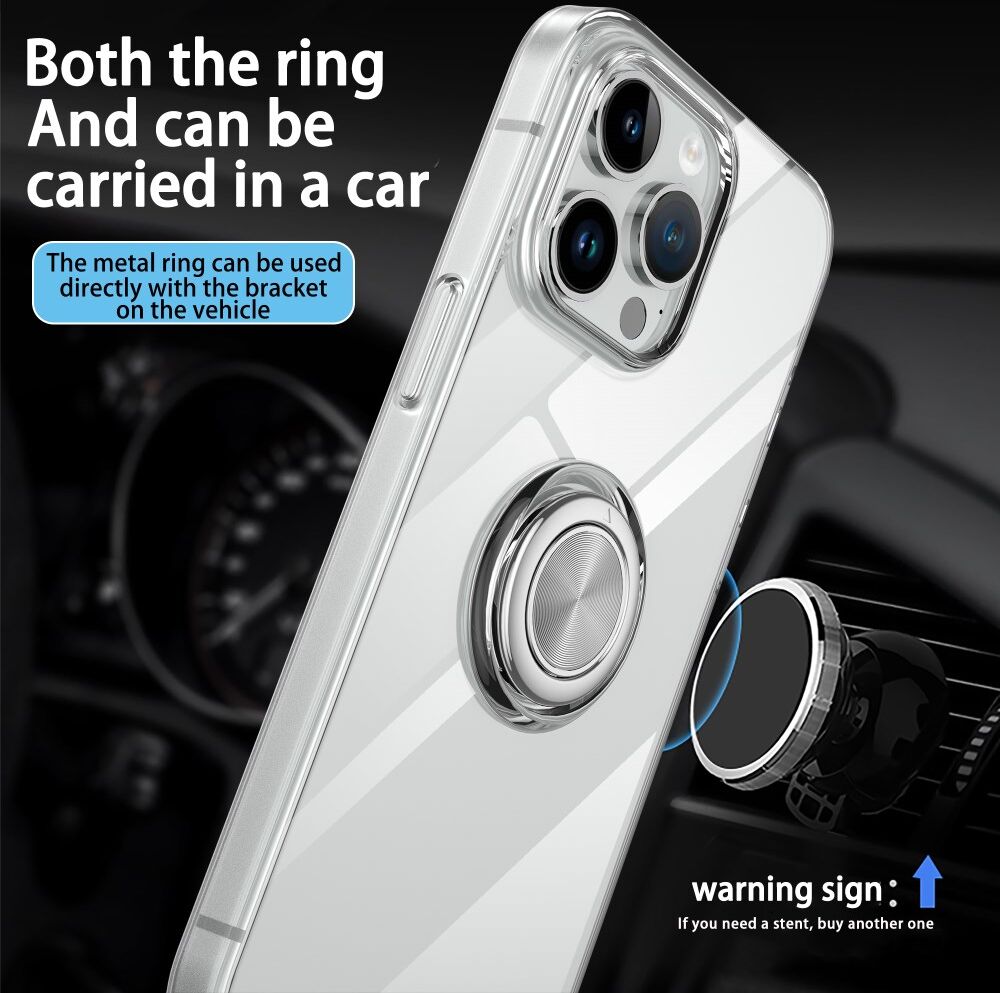 Apple iPhone 15 Plus Hoesje met Magnetische Kickstand Ring Transparant afbeelding 5