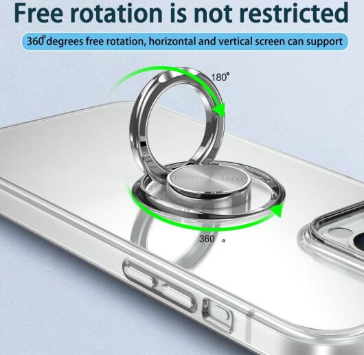 Apple iPhone 15 Plus Hoesje met Magnetische Kickstand Ring Transparant afbeelding 4