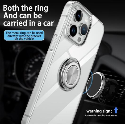 Apple iPhone 15 Plus Hoesje met Magnetische Kickstand Ring Transparant afbeelding 5