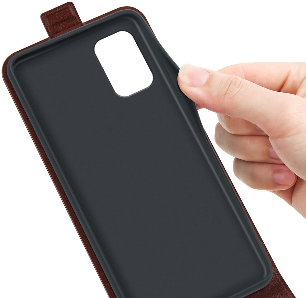 Nokia C32 Hoesje Verticale Flip Wallet Case Kunstleer Bruin afbeelding 6