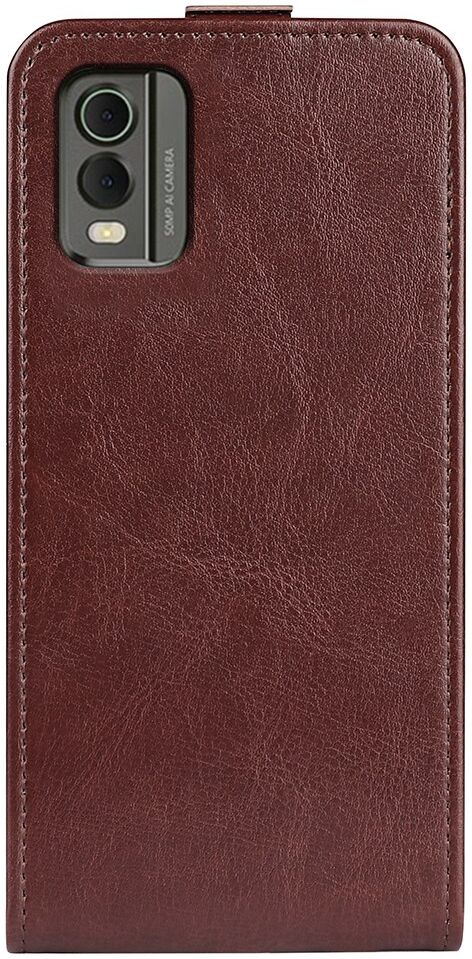 Nokia C32 Hoesje Verticale Flip Wallet Case Kunstleer Bruin afbeelding 8