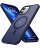 Apple iPhone 12 / 12 Pro Hoesje met MagSafe Matte Back Cover Blauw