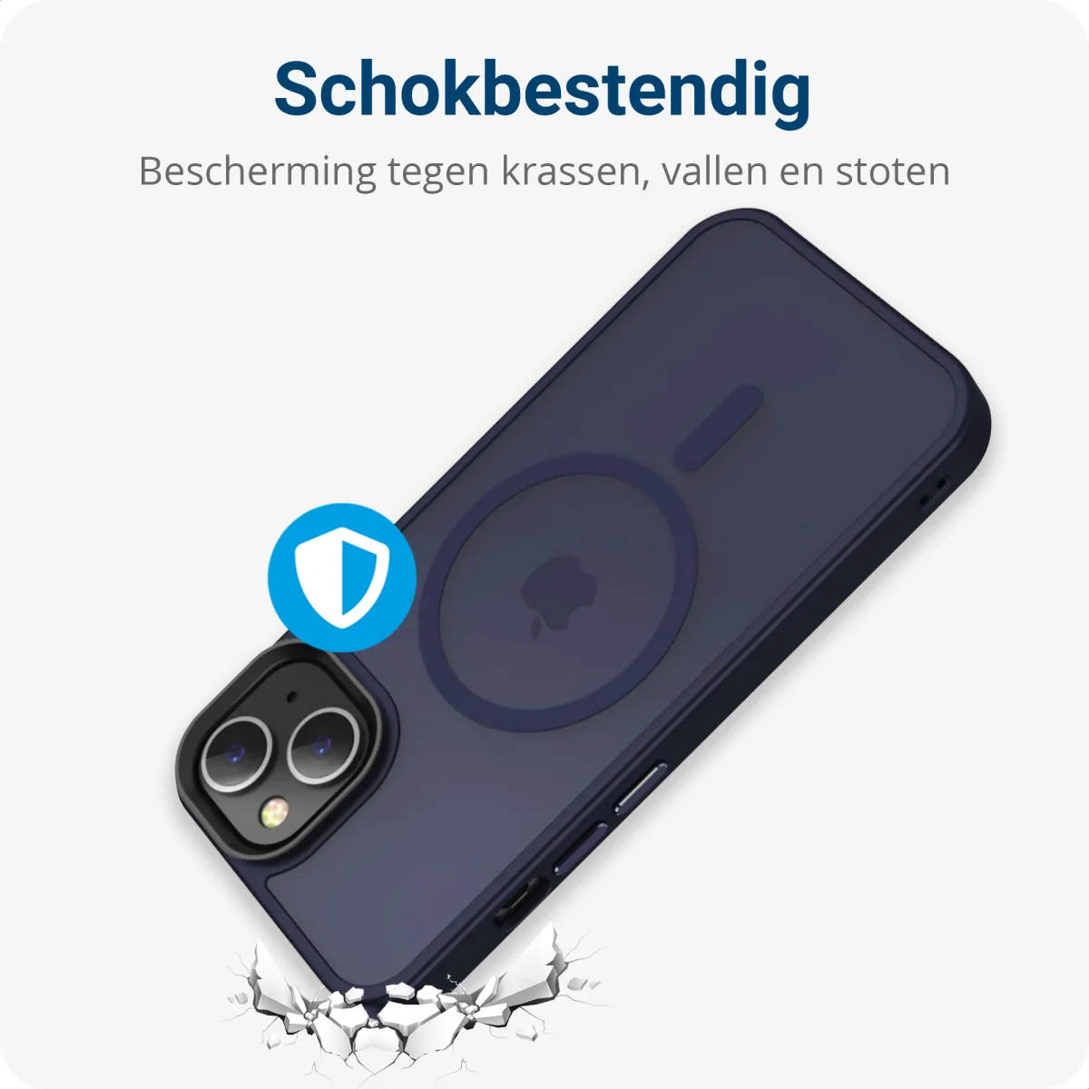 Apple iPhone 12 / 12 Pro Hoesje met MagSafe Matte Back Cover Blauw afbeelding 2