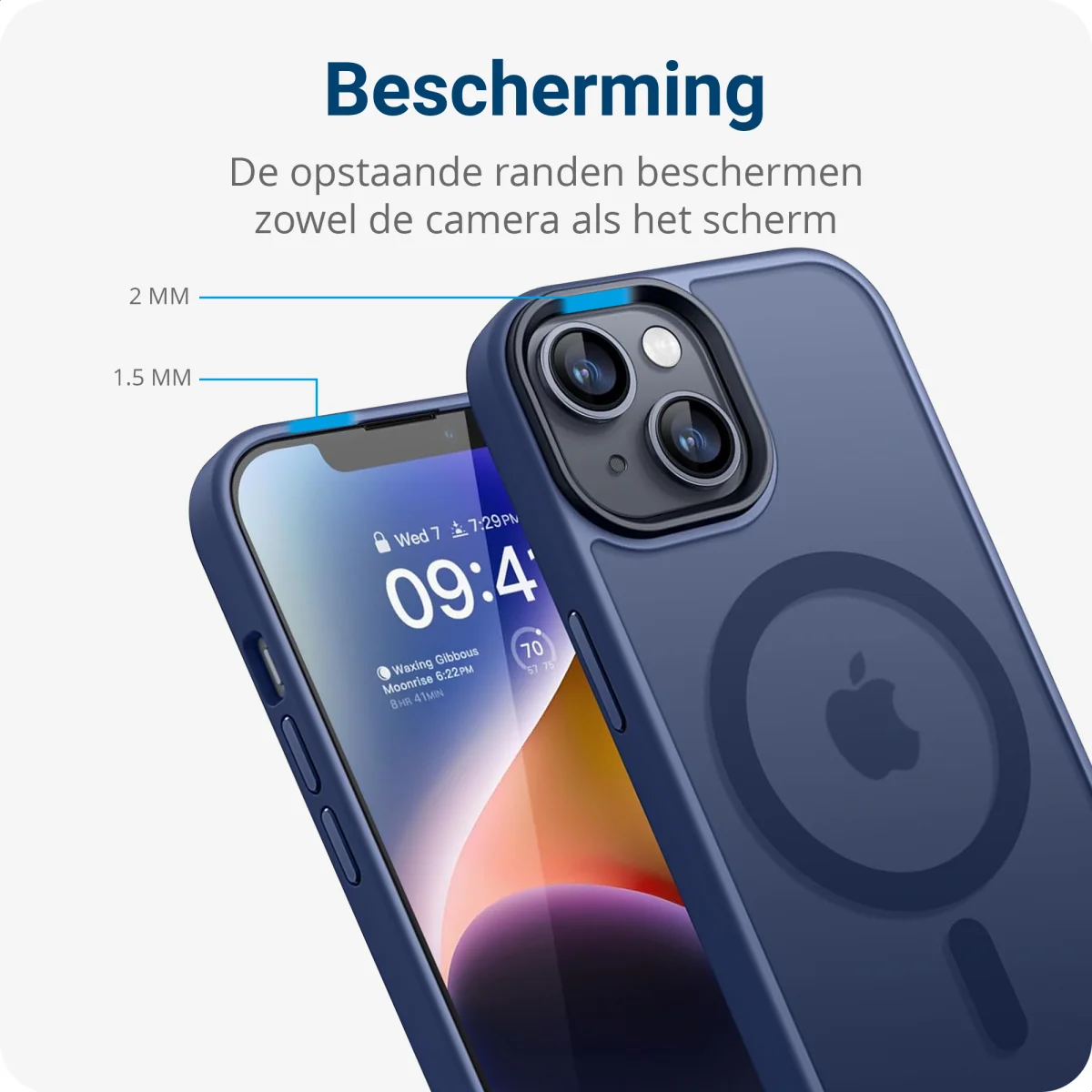 Apple iPhone 12 / 12 Pro Hoesje met MagSafe Matte Back Cover Blauw afbeelding 7