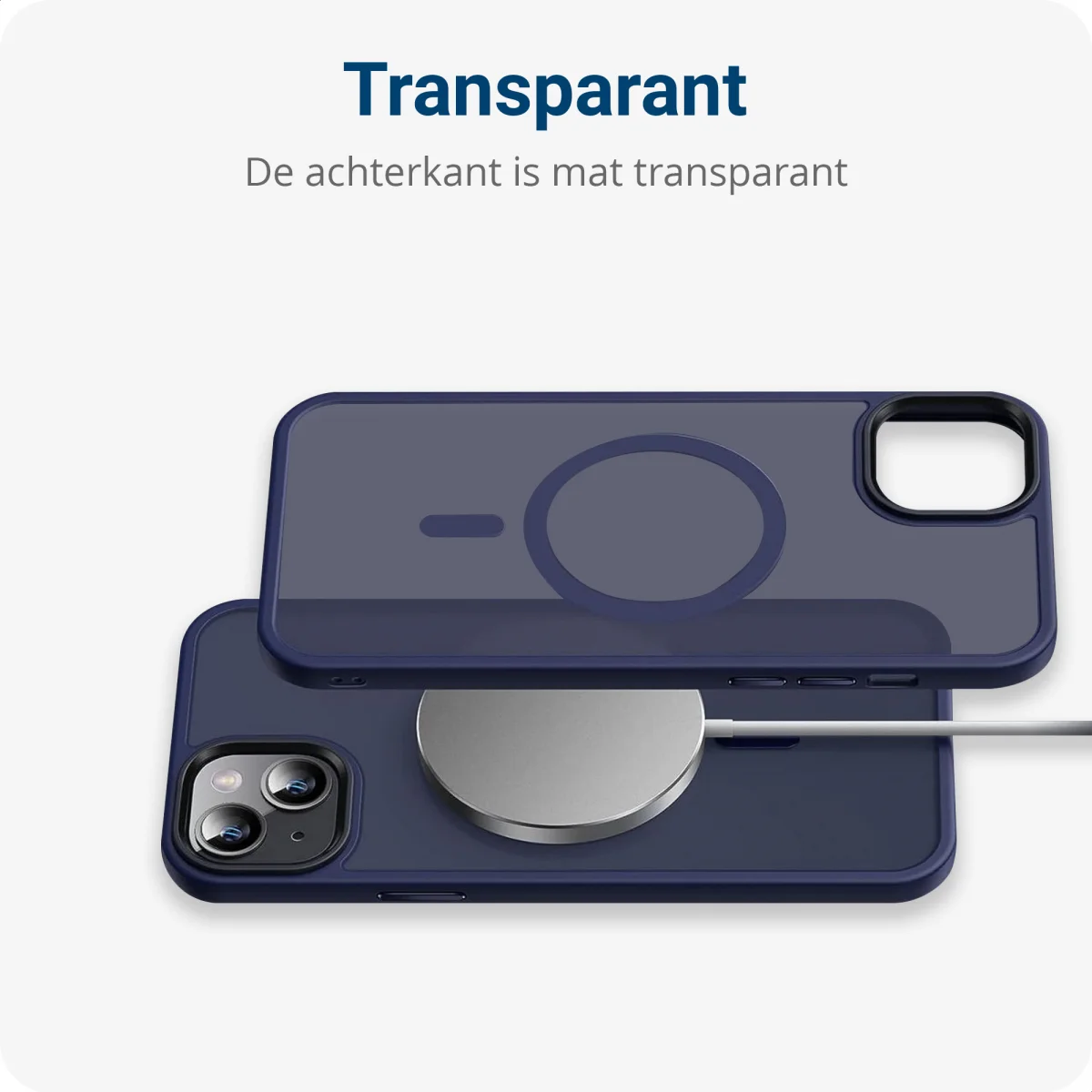 Apple iPhone 12 / 12 Pro Hoesje met MagSafe Matte Back Cover Blauw afbeelding 8