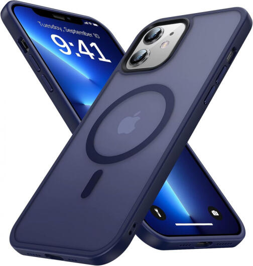 Apple iPhone 12 / 12 Pro Hoesje met MagSafe Matte Back Cover Blauw afbeelding 1
