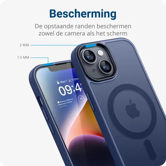 Apple iPhone 12 / 12 Pro Hoesje met MagSafe Matte Back Cover Blauw afbeelding 7