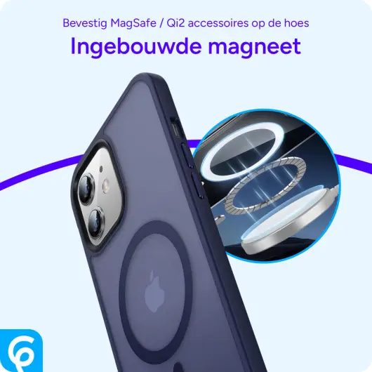 Apple iPhone 12 / 12 Pro Hoesje met MagSafe Matte Back Cover Blauw afbeelding 4