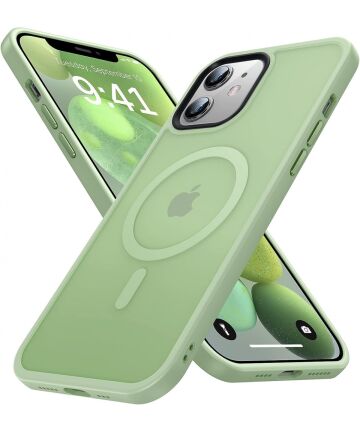 Apple iPhone 12 / 12 Pro Hoesje met MagSafe Matte Back Cover Groen Hoesjes