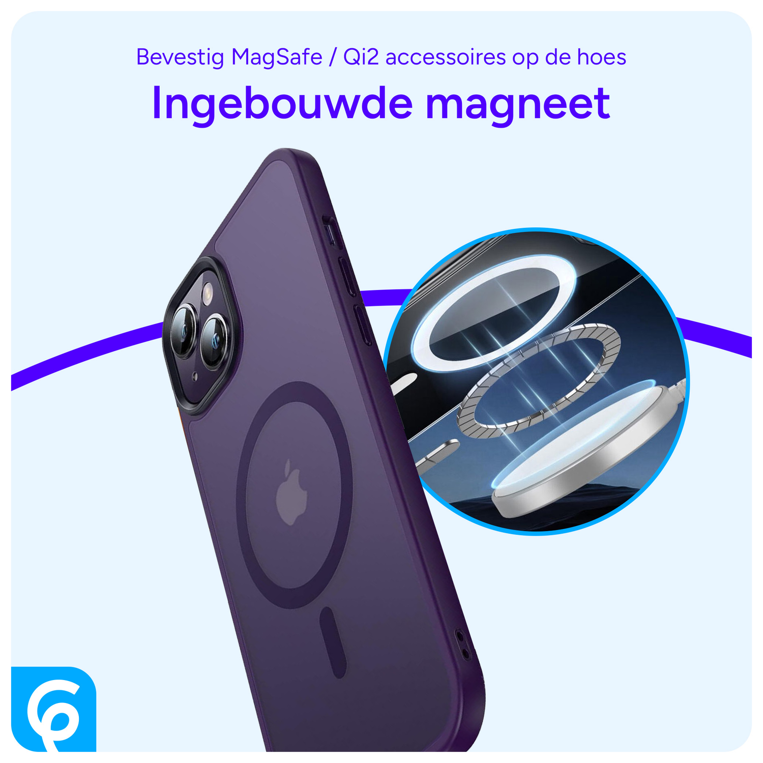 Apple iPhone 14 Hoesje met MagSafe Back Cover Matte Paars afbeelding 4
