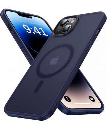 Apple iPhone 14 Hoesje met MagSafe Back Cover Matte Donkerblauw Hoesjes
