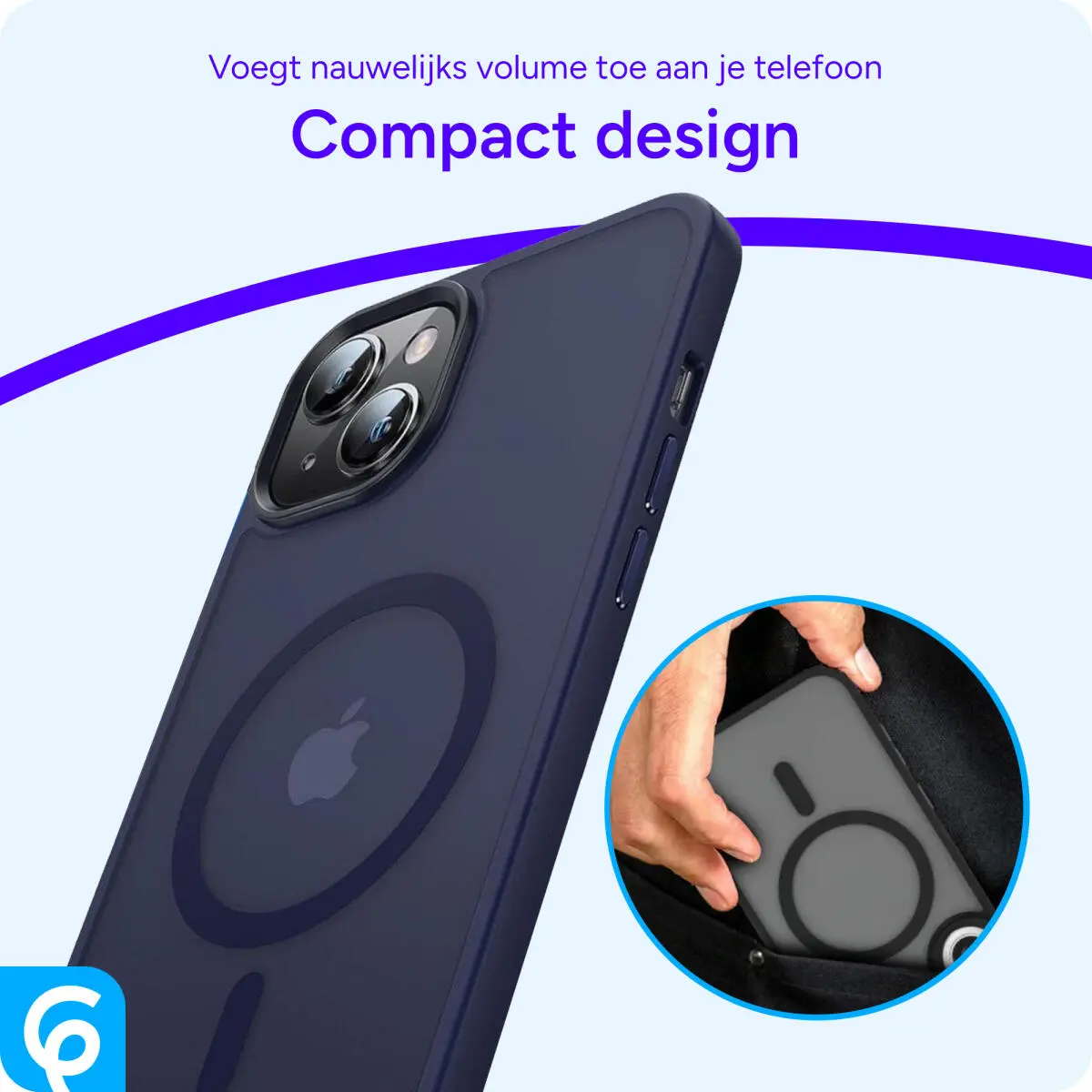 Apple iPhone 14 Hoesje met MagSafe Back Cover Matte Donkerblauw afbeelding 6