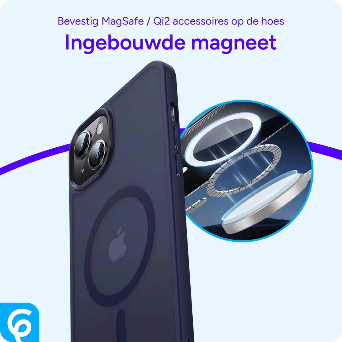 Apple iPhone 14 Hoesje met MagSafe Back Cover Matte Donkerblauw afbeelding 4
