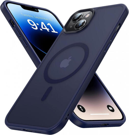 Apple iPhone 14 Hoesje met MagSafe Back Cover Matte Donkerblauw afbeelding 1