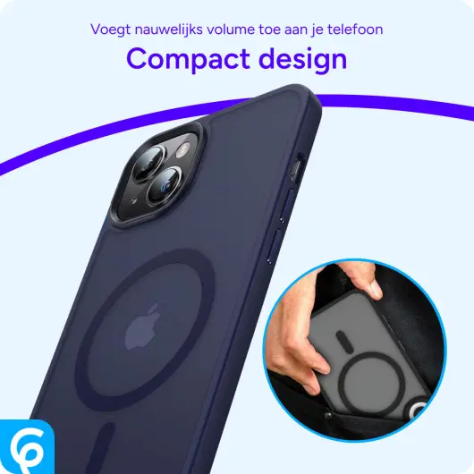 Apple iPhone 14 Hoesje met MagSafe Back Cover Matte Donkerblauw afbeelding 6