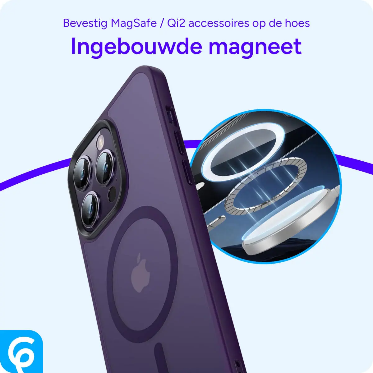 Apple iPhone 14 Pro Hoesje met MagSafe Back Cover Matte Paars afbeelding 5