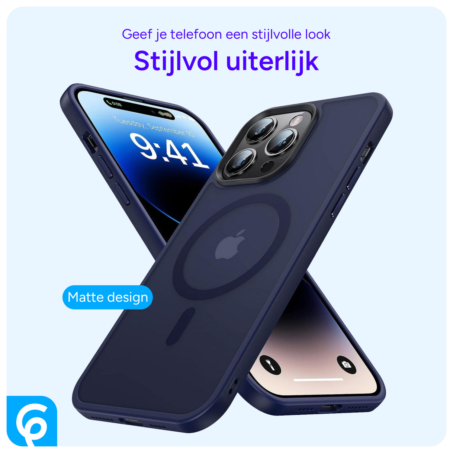 Apple iPhone 14 Pro Hoesje met MagSafe Back Cover Matte Donkerblauw afbeelding 2