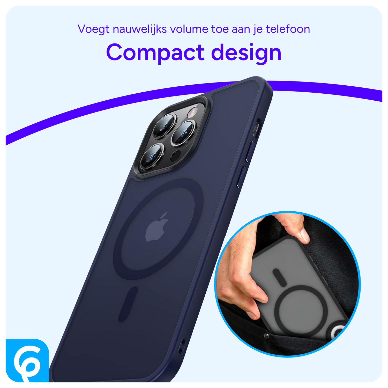 Apple iPhone 14 Pro Hoesje met MagSafe Back Cover Matte Donkerblauw afbeelding 6