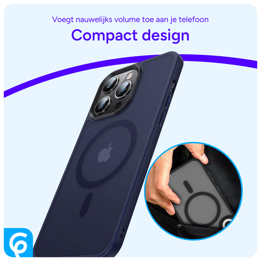 Apple iPhone 14 Pro Hoesje met MagSafe Back Cover Matte Donkerblauw afbeelding 6