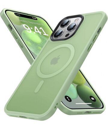 Apple iPhone 14 Pro Hoesje met MagSafe Back Cover Matte Groen Hoesjes
