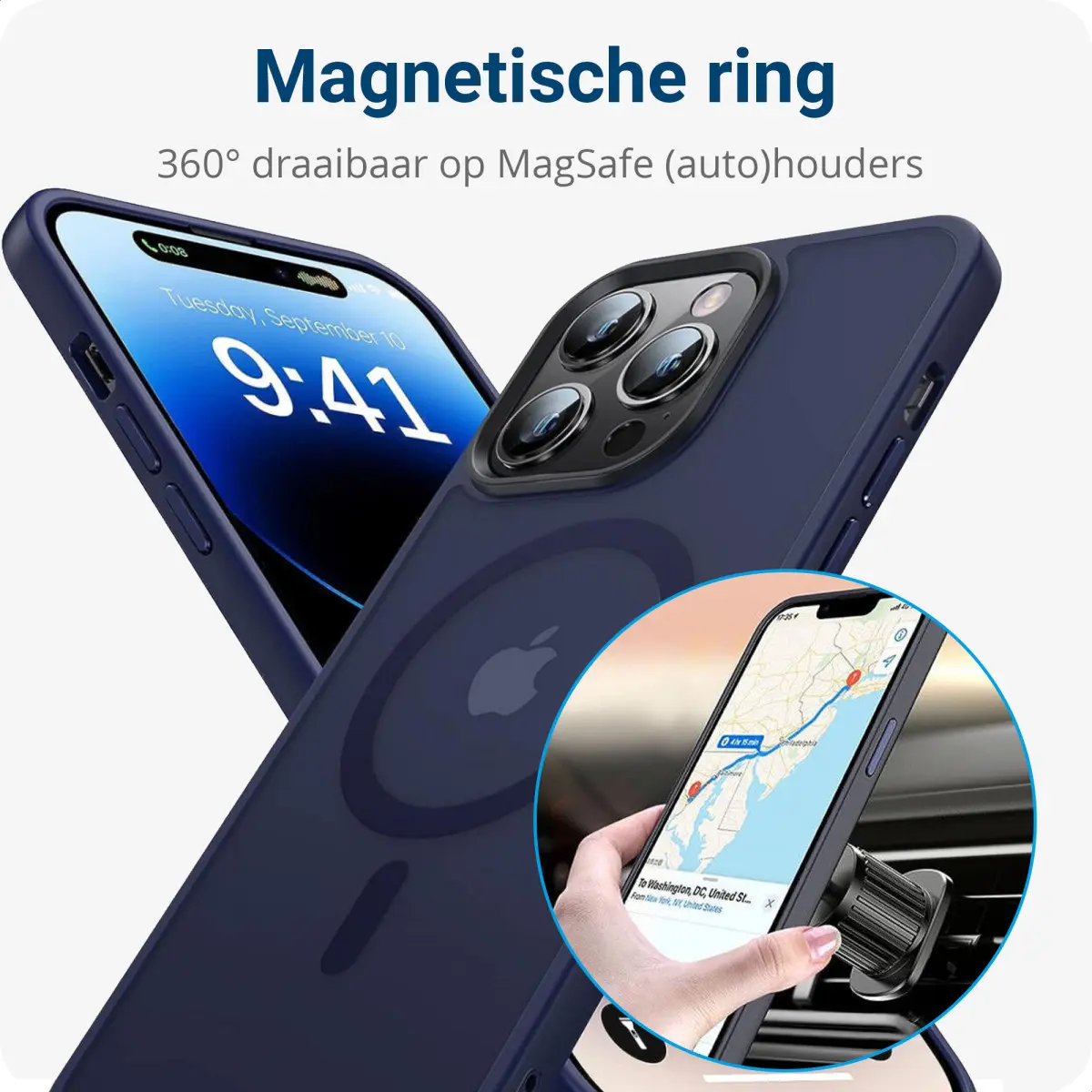 Apple iPhone 14 Pro Max Hoesje met MagSafe Back Cover Matte Blauw afbeelding 2