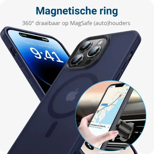 Apple iPhone 14 Pro Max Hoesje met MagSafe Back Cover Matte Blauw afbeelding 2