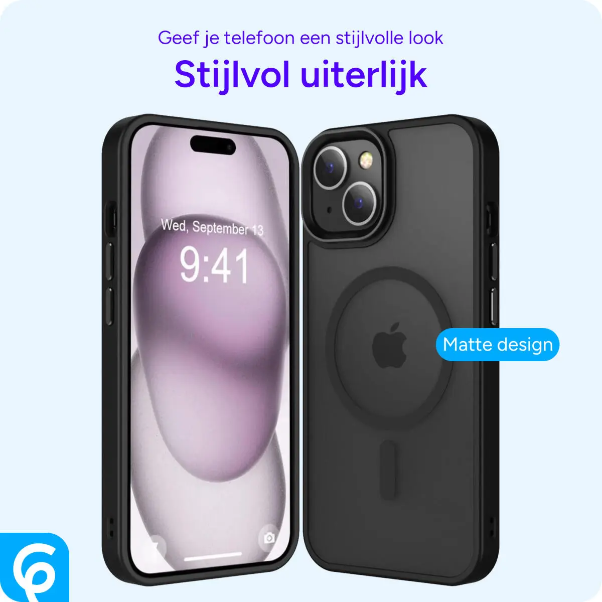 Apple iPhone 15 Hoesje met MagSafe Back Cover Matte Zwart afbeelding 5