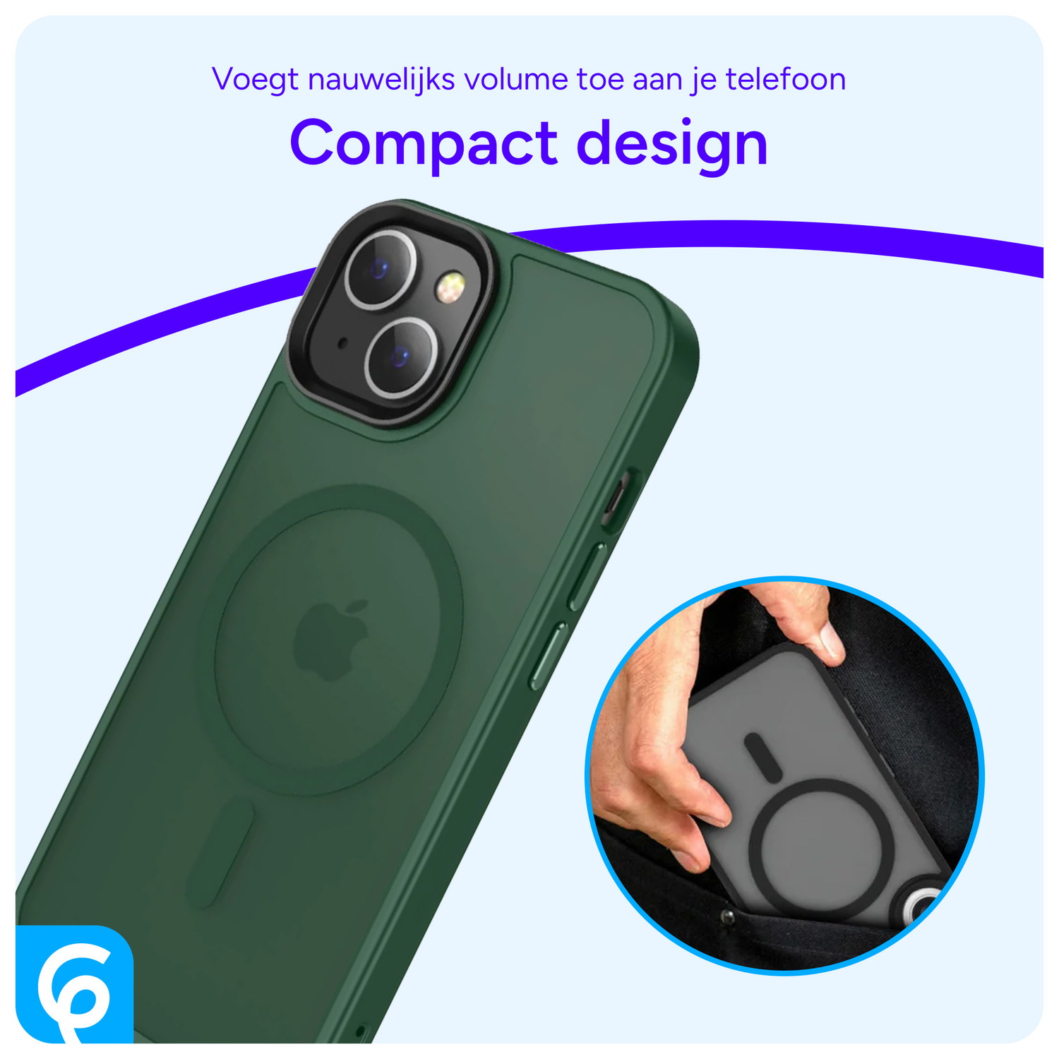 Apple iPhone 15 Hoesje met MagSafe Back Cover Matte Midnight Green afbeelding 6