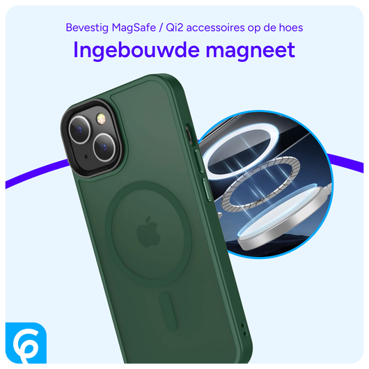 Apple iPhone 15 Hoesje met MagSafe Back Cover Matte Midnight Green afbeelding 5