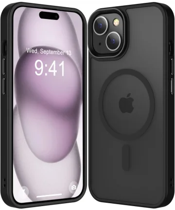 Apple iPhone 15 Plus Hoesje met MagSafe Back Cover Matte Zwart Hoesjes