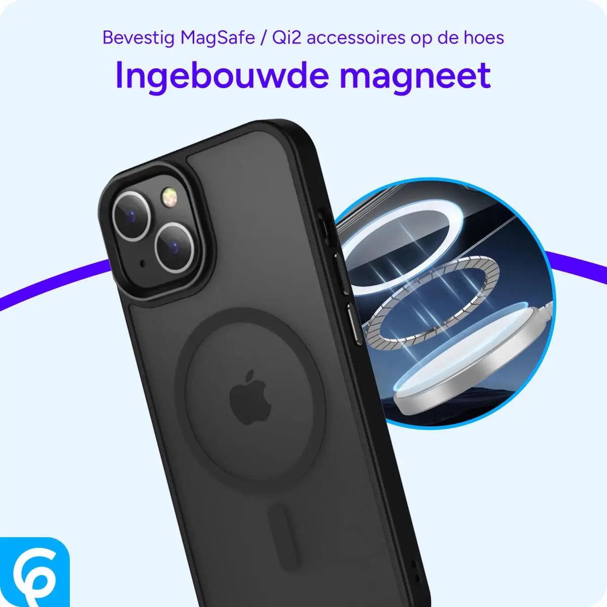 Apple iPhone 15 Plus Hoesje met MagSafe Back Cover Matte Zwart afbeelding 4