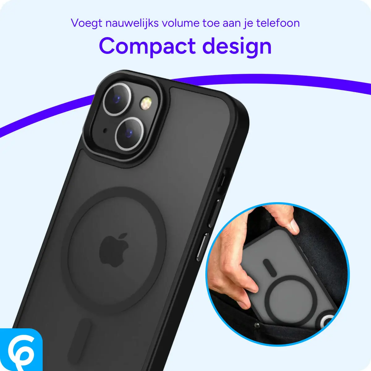Apple iPhone 15 Plus Hoesje met MagSafe Back Cover Matte Zwart afbeelding 5