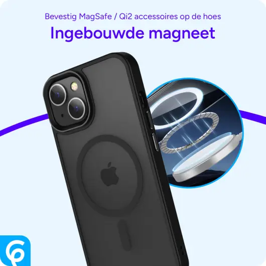 Apple iPhone 15 Plus Hoesje met MagSafe Back Cover Matte Zwart afbeelding 4