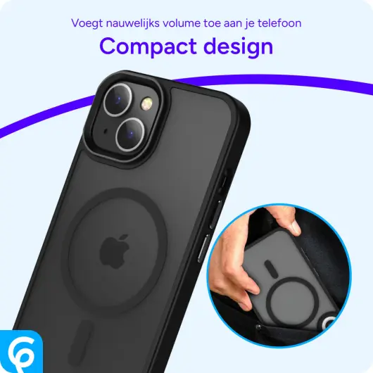 Apple iPhone 15 Plus Hoesje met MagSafe Back Cover Matte Zwart afbeelding 5