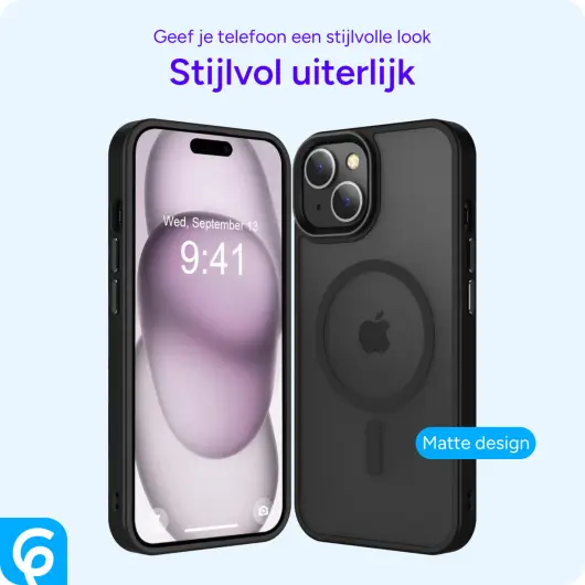 Apple iPhone 15 Plus Hoesje met MagSafe Back Cover Matte Zwart afbeelding 6
