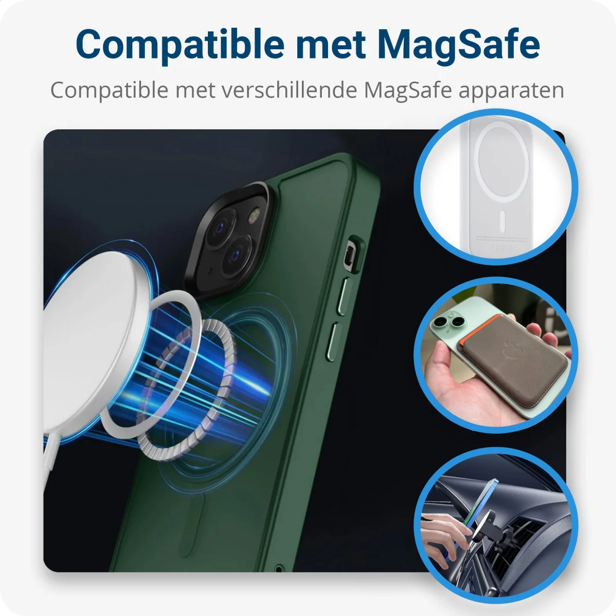 Apple iPhone 15 Plus Hoesje met MagSafe Back Cover Matte Green afbeelding 2