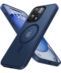 Apple iPhone 15 Pro Hoesje met MagSafe Back Cover Matte Donker Blauw