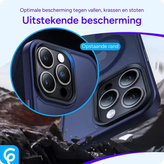 Apple iPhone 15 Pro Hoesje met MagSafe Back Cover Matte Donker Blauw afbeelding 4