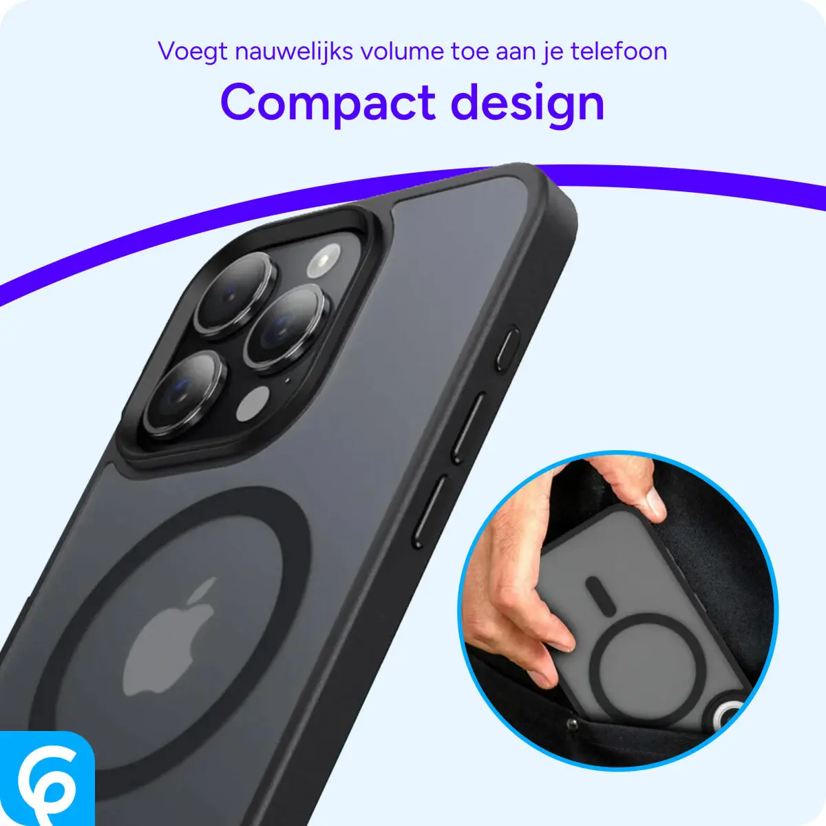 iPhone 15 Pro Max Hoesje met MagSafe Back Cover Matte Zwart afbeelding 6