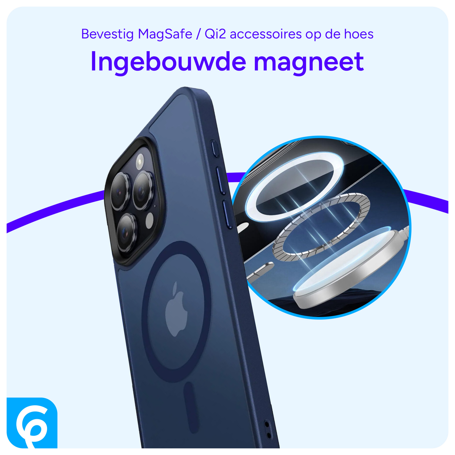iPhone 15 Pro Max Hoesje met MagSafe Back Cover Matte Donker Blauw afbeelding 4