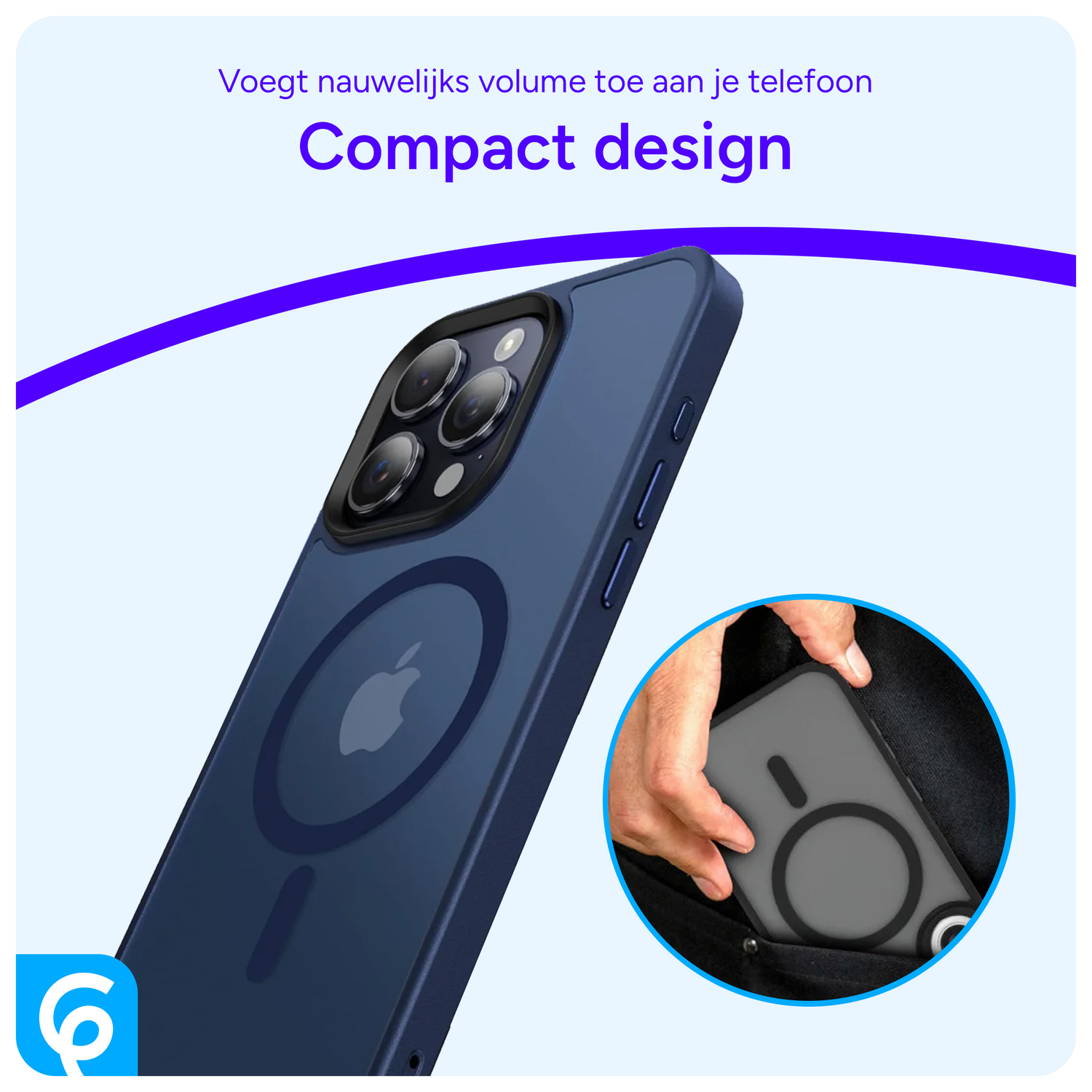 iPhone 15 Pro Max Hoesje met MagSafe Back Cover Matte Donker Blauw afbeelding 5