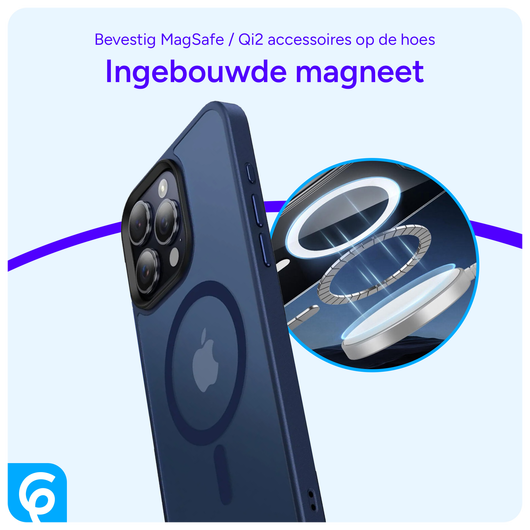 iPhone 15 Pro Max Hoesje met MagSafe Back Cover Matte Donker Blauw afbeelding 4